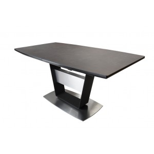 Table de repas rectangulaire extensible 160/210 cm céramique gris piétement métal - Design contemporain - DIVINE