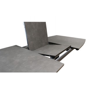 Table de repas rectangulaire extensible 160/210 cm céramique gris piétement métal - Design contemporain - DIVINE
