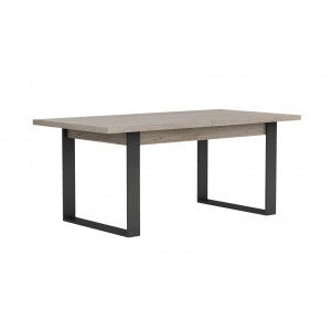Table de repas 160/200 cm extensible décor chêne gris et pieds métal - design industriel - SMILE