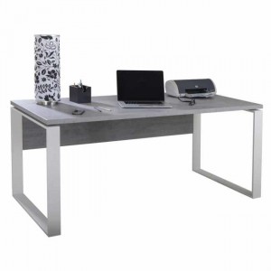 Bureau décor gris béton et pied en métal - longueur 170 cm - Collection NET