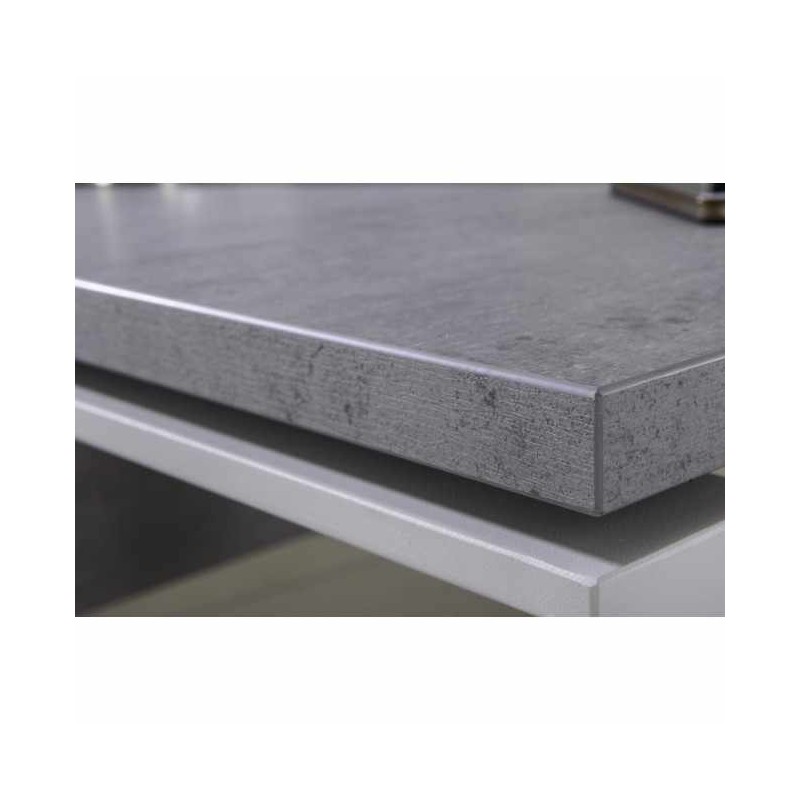 Bureau décor gris béton et pied en métal - longueur 170 cm - Collection NET