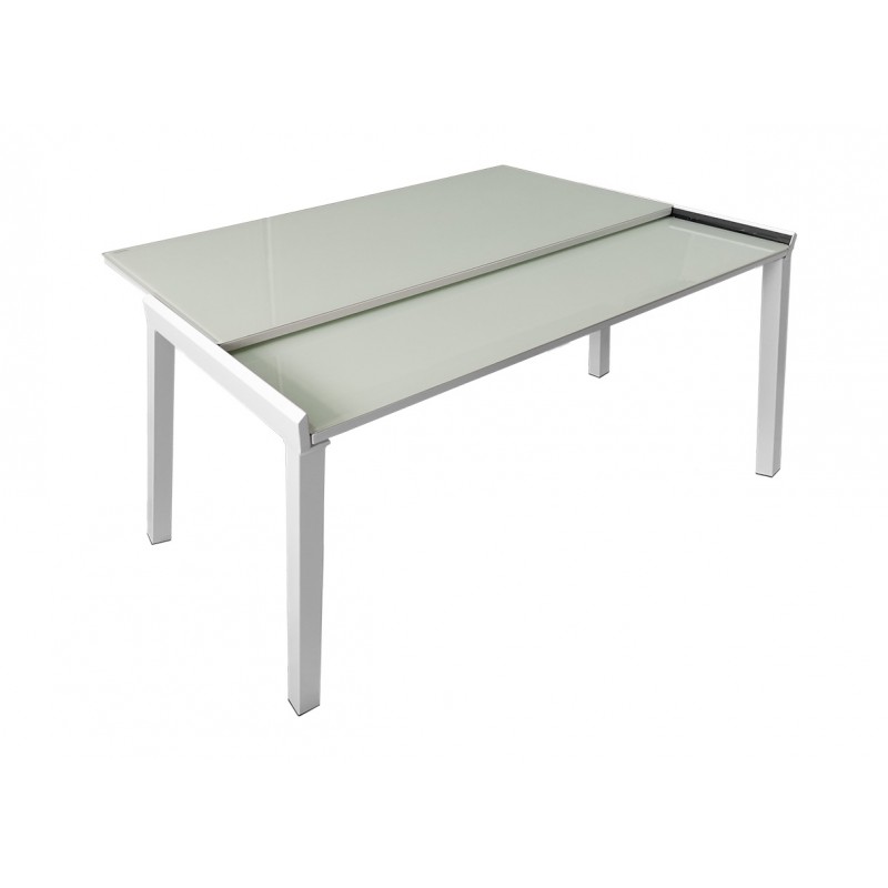 Table compacte extensible 55 à 110 plateau verre blanc - AGATE