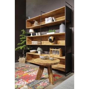 Bibliothèque 6 étagères bois recyclé métal noir - CABANON