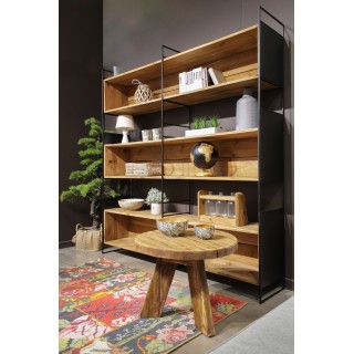 Bibliothèque 6 étagères bois recyclé métal noir - CABANON