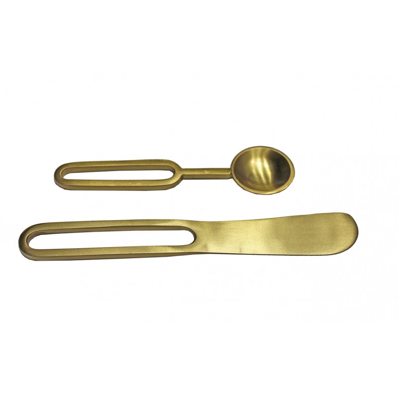 Service de 6 couverts en acier inoxydable doré finition laiton brossé