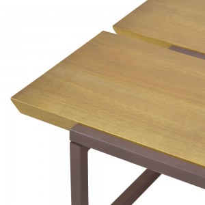 Table basse en pin et métal marron - LINEA