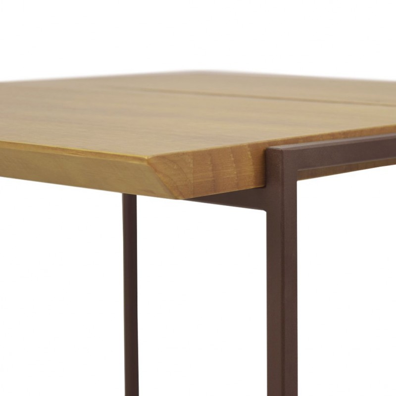 Table d'appoint - bout de canapé en pin et métal marron - LINEA