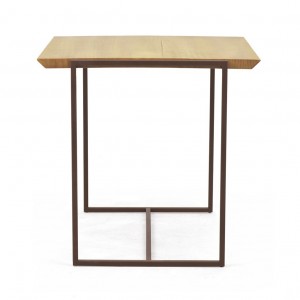 Table d'appoint - bout de canapé en pin et métal marron - LINEA