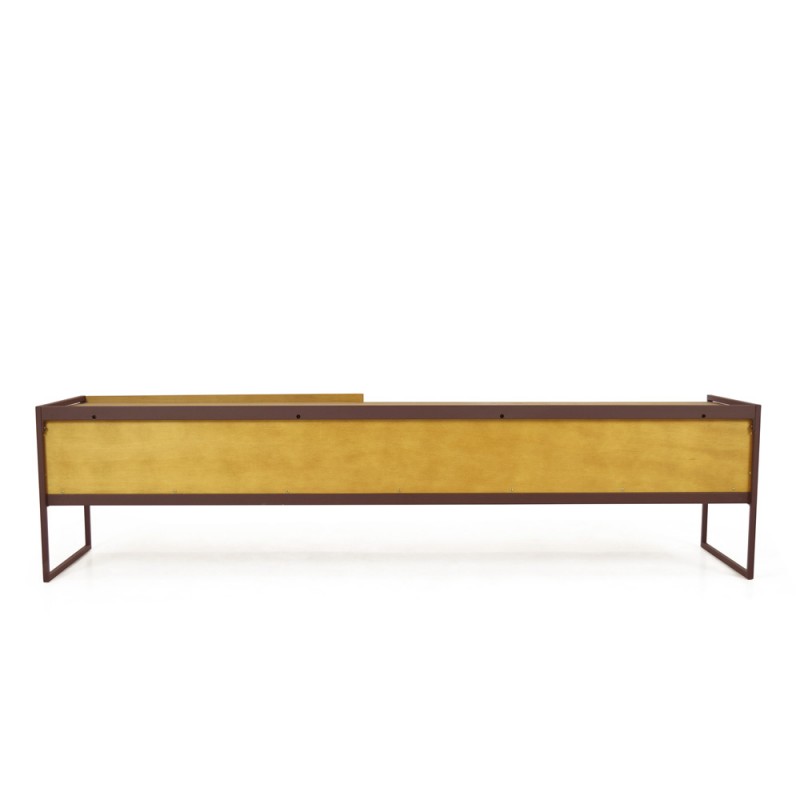 Meuble TV 1 niche et 1 tiroir en pin et métal marron - LINEA
