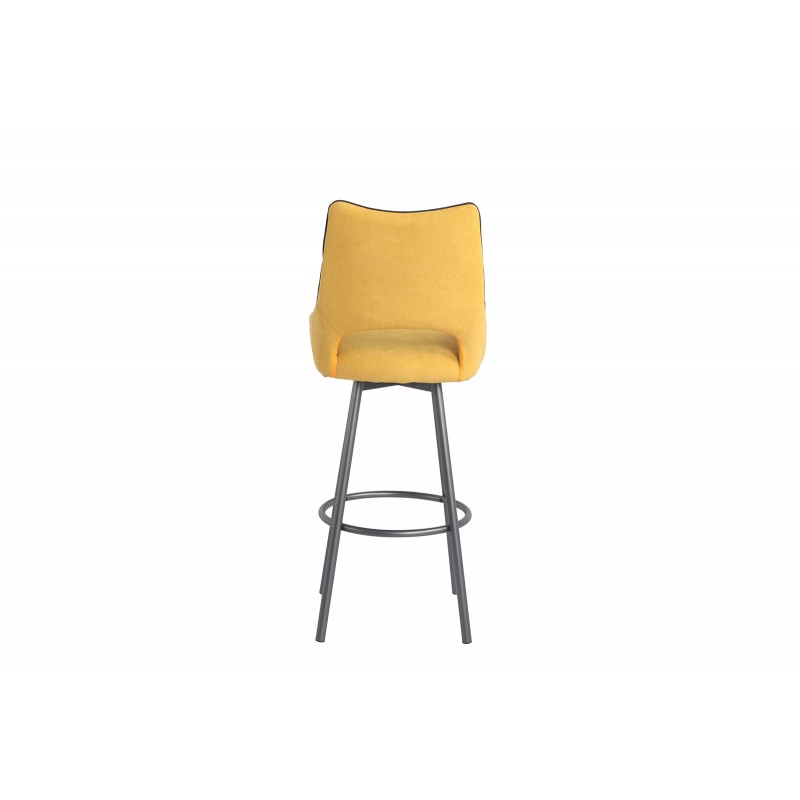 Lot de 2 chaises de bar pivotantes tissu jaune avec passepoil - ROY