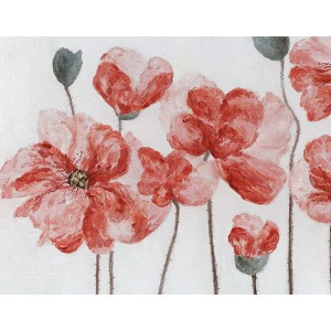 Tableau peinture fleurs rouges 100 x 70 cm - COQUELICOTS