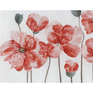 Tableau peinture fleurs rouges 100 x 70 cm - COQUELICOTS