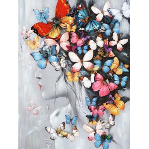 Peinture sur toile multicolore rectangulaire papilllons - la Fée Butterfly