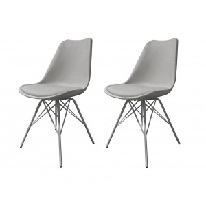 Lot de 2 chaises grises - Pieds Design métal et Assise coussin Confortable - Tomy