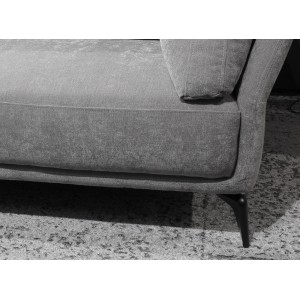 Canapé 2 places 188 cm en tissu gris tissu pieds design noirs - Yumi