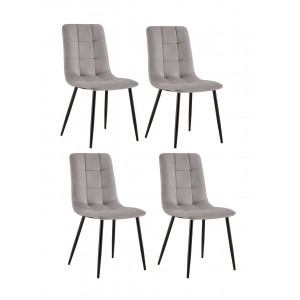 4 chaises tissu velours taupe - Louise