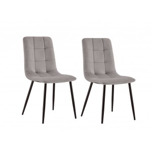 2 chaises tissu velours taupe - Louise