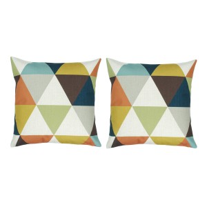 Lot de 2 coussins carrés 40 cm en tissu motifs géométriques multicolores - Hans