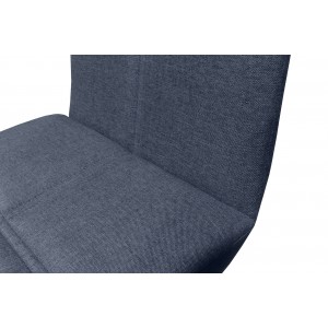 Chaise de bar scandinave en tissu bleu jean et pieds bois - LEO