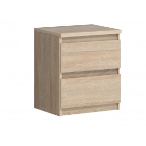 Table de chevet 2 tiroirs décor chêne clair texturé - rangement chambre - BENNY