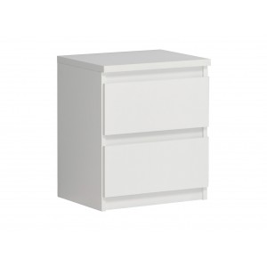 Table de chevet 2 tiroirs blanc laqué - rangement chambre - BENNY