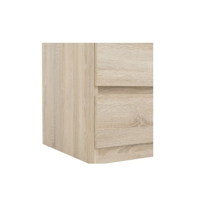 Commode 3 tiroirs décor chêne clair texturé - rangement chambre - BENNY