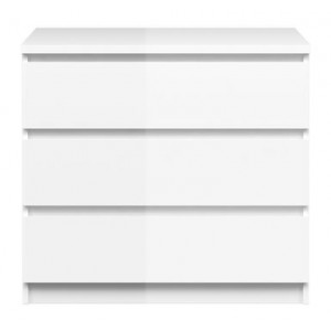 Commode 3 tiroirs blanc laqué - rangement chambre - BENNY