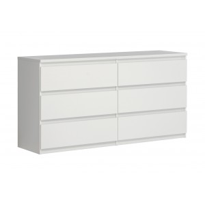 Grande commode 2x3 tiroirs blanc laqué - rangement chambre - BENNY