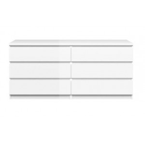 Grande commode 2x3 tiroirs blanc laqué - rangement chambre - BENNY