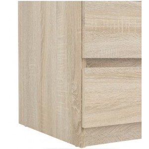Chiffonnier 5 tiroirs décor chêne clair texturé - rangement chambre - BENNY