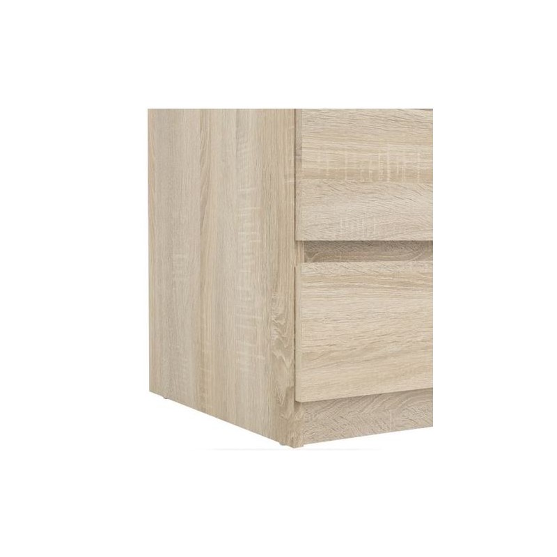 Chiffonnier 5 tiroirs décor chêne clair texturé - rangement chambre - BENNY