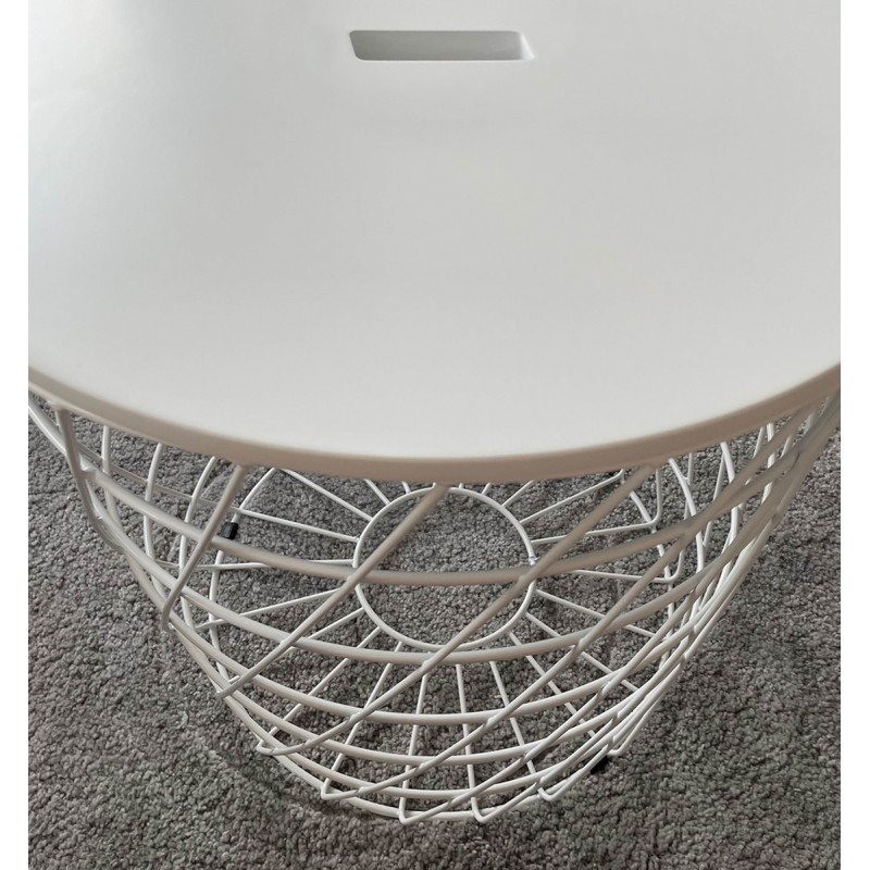2 tables basses gigognes rondes métal filaire blanc - EVY