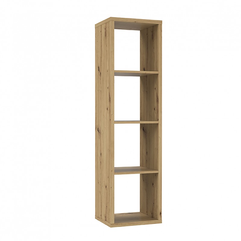 Etagère colonne 4 casiers décor bois rustique texturé H.142 cm - CLASSICO