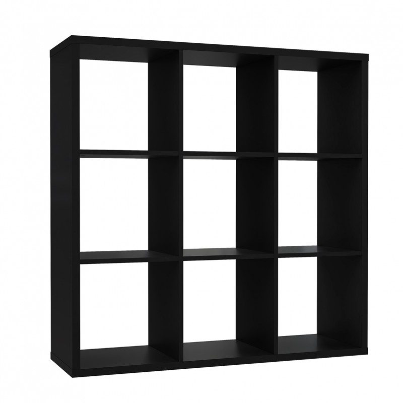 Etagère cube 9 casiers noir mat bibliothèque moderne - CLASSICO