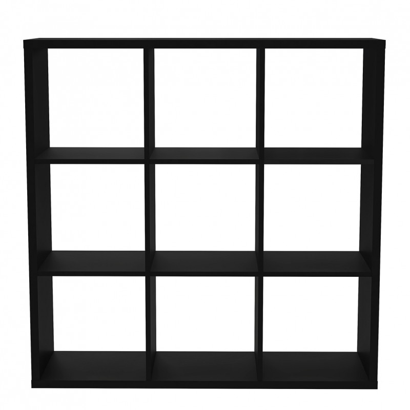 Etagère cube 9 casiers noir mat bibliothèque moderne - CLASSICO