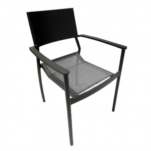Lot de 2 chaises de jardin noir en aluminium et revêtement textilène - DOLA