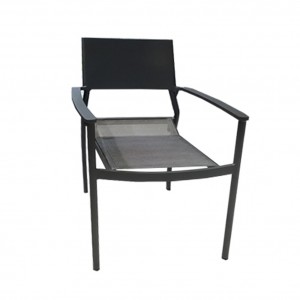 Lot de 2 chaises de jardin noir en aluminium et revêtement textilène - DOLA