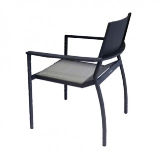 Lot de 2 chaises de jardin noir en aluminium et revêtement textilène - DOLA