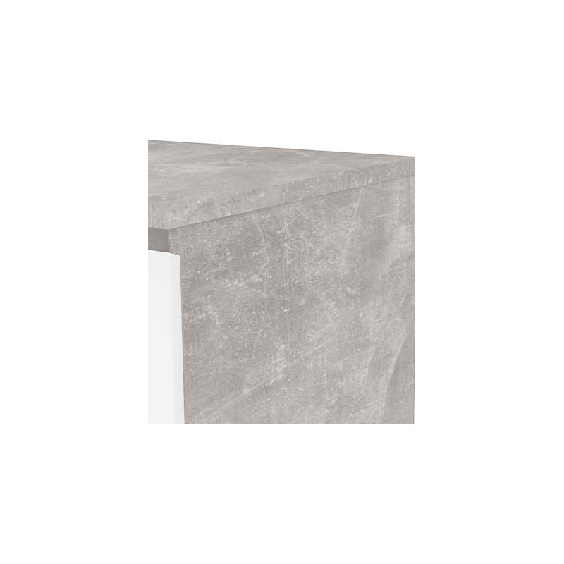 Commode 3 tiroirs blanc et décor béton gris clair - BENNY