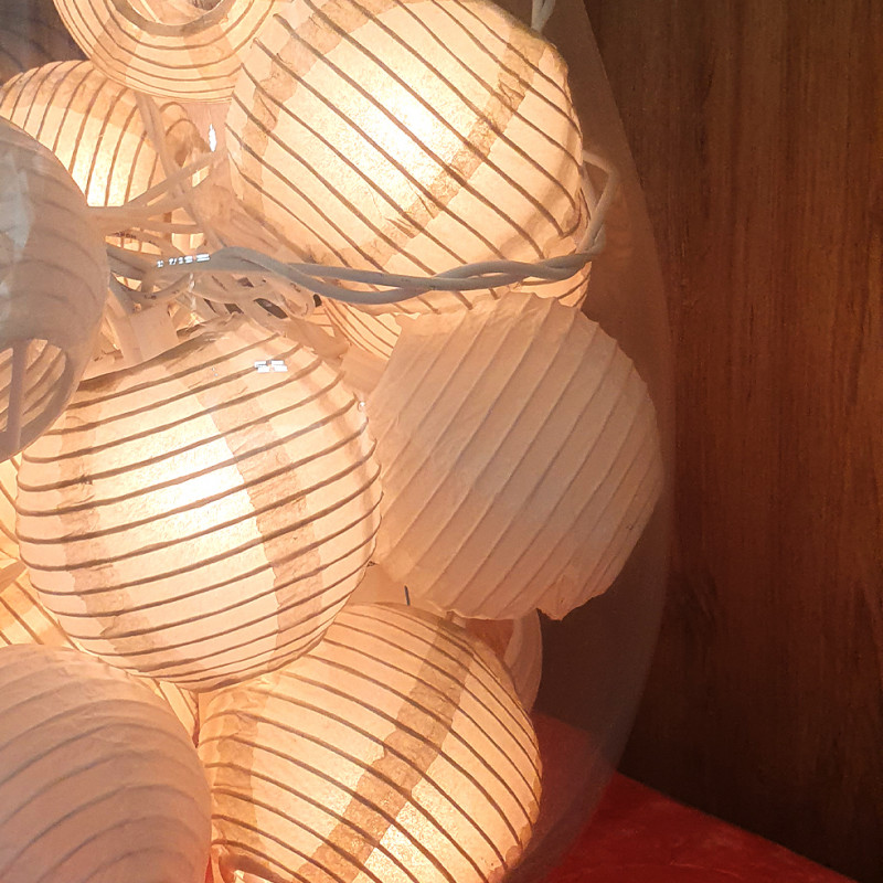 Lot de 4 guirlandes lumineuses grises en boules de papier 3.10 m