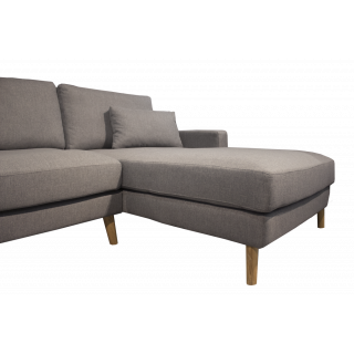 Canapé d'angle droit en tissu gris - GRIZZLY