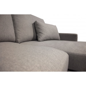 Canapé d'angle droit en tissu gris - GRIZZLY