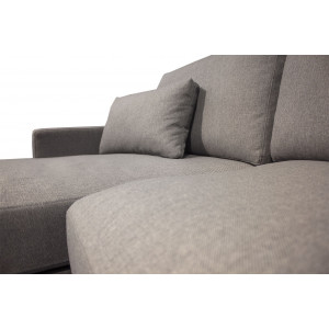 Canapé d'angle gauche en tissus gris - GRIZZLY