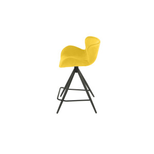 Chaise de bar en tissu velours jaune et pieds métal - LOTUS
