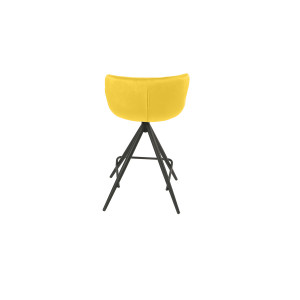Chaise de bar en tissu velours jaune et pieds métal - LOTUS