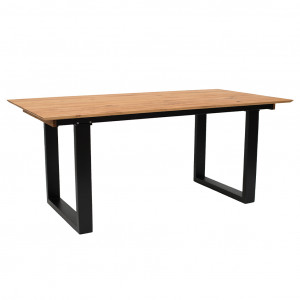 Table extensible avec plateau en chêne massif système de rallonge papillon et piètement en bois noir - RONE