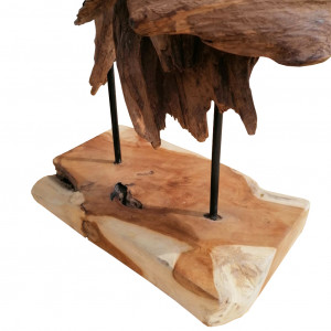 Sculpture rustique et originale en bois de teck brut MAD 1