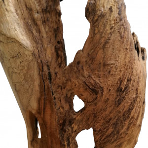 Sculpture rustique et originale en bois de teck brut MAD 1