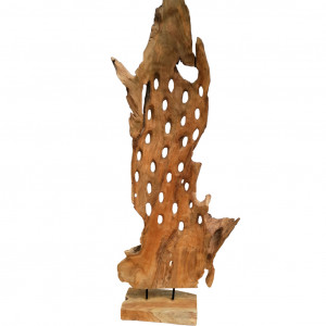 Sculpture rustique et originale en bois de teck brut MAD 2