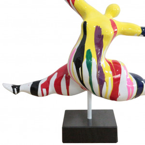 Statue femme sautant avec coulures multicolores H46 cm - LADY DRIPS